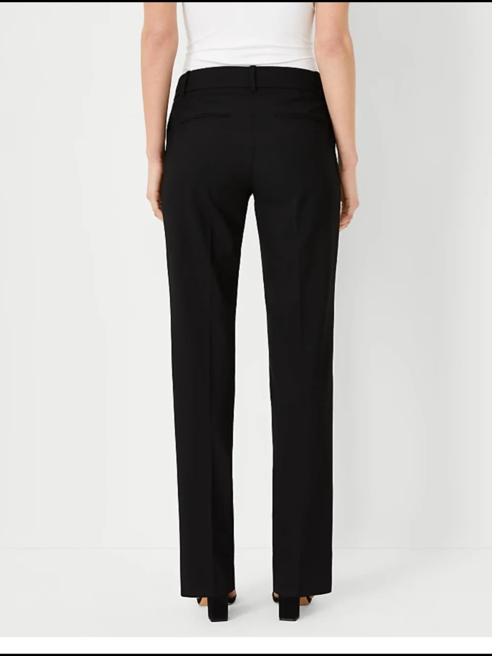 Ann Taylor Black Straight-Leg Dress Trousers 2 Petite Midrise - Picture 2 of 11